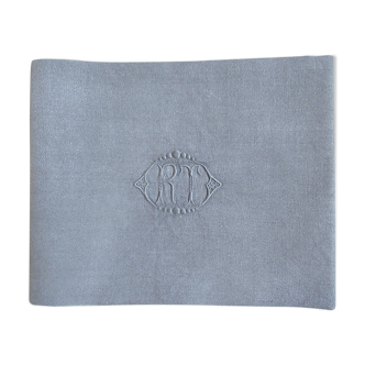 serviette de table damassée grise monogrammée RT