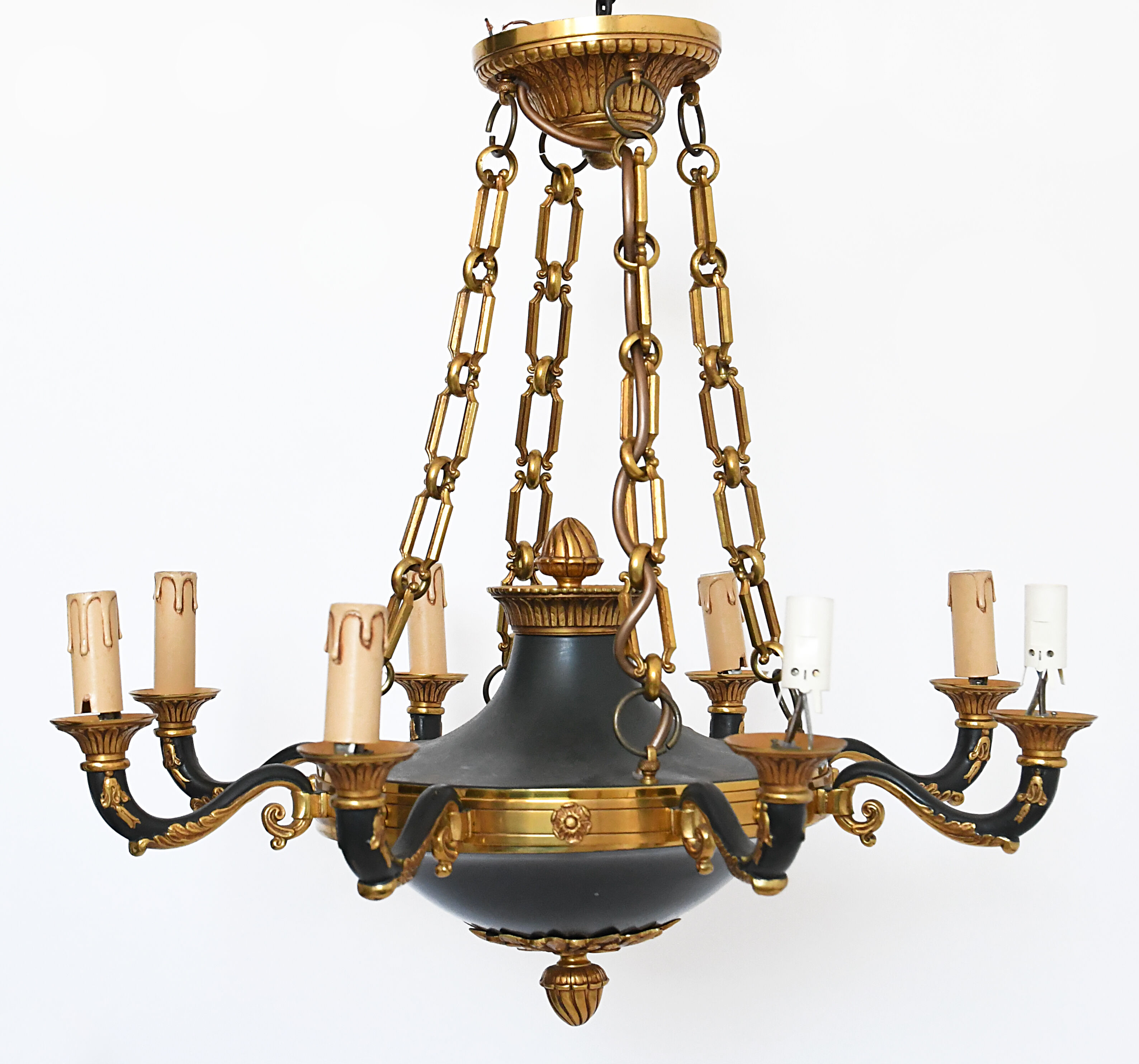 Empire style chandelier in bronze