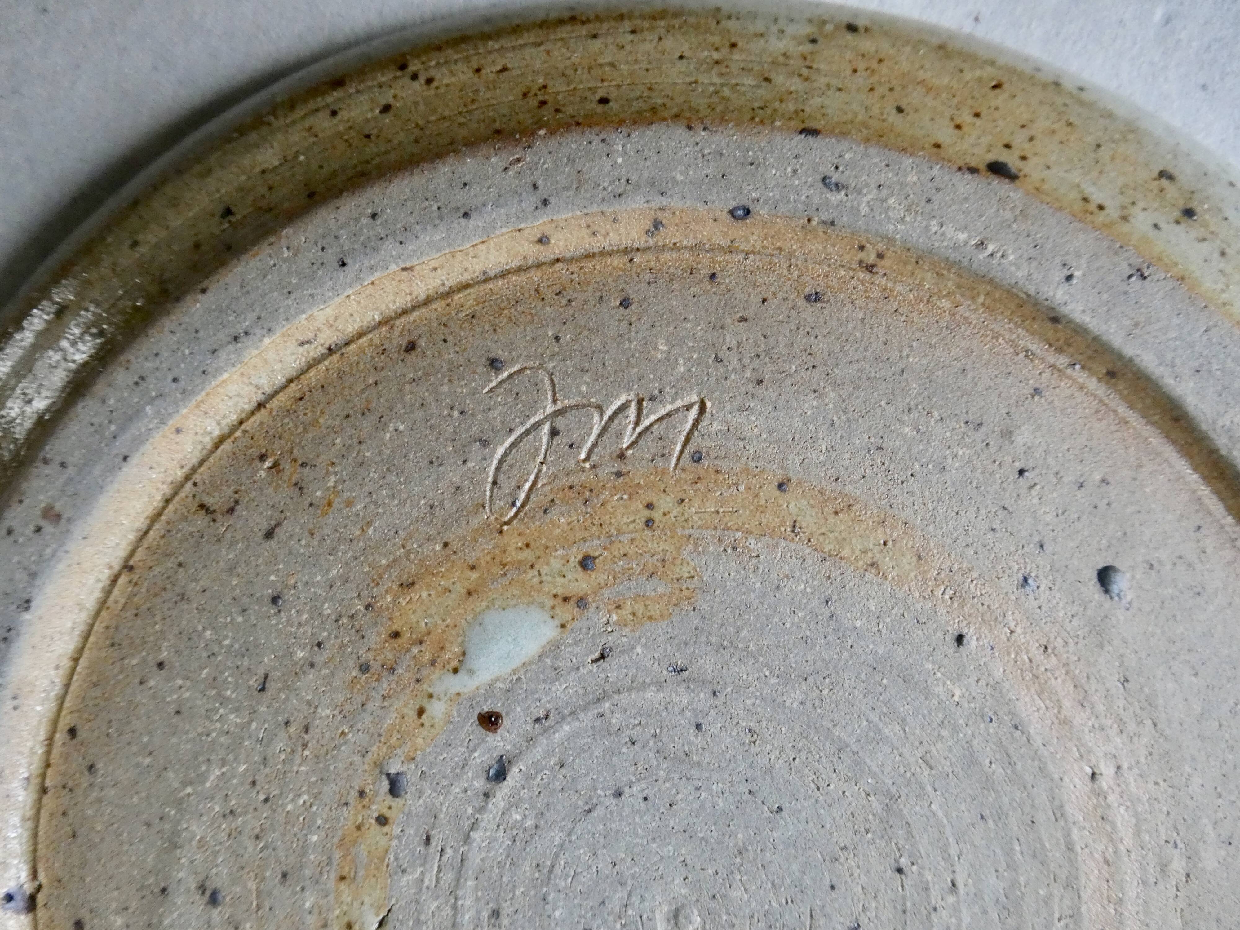 Set of 6 dessert plates or starter, made of sandstone, signed