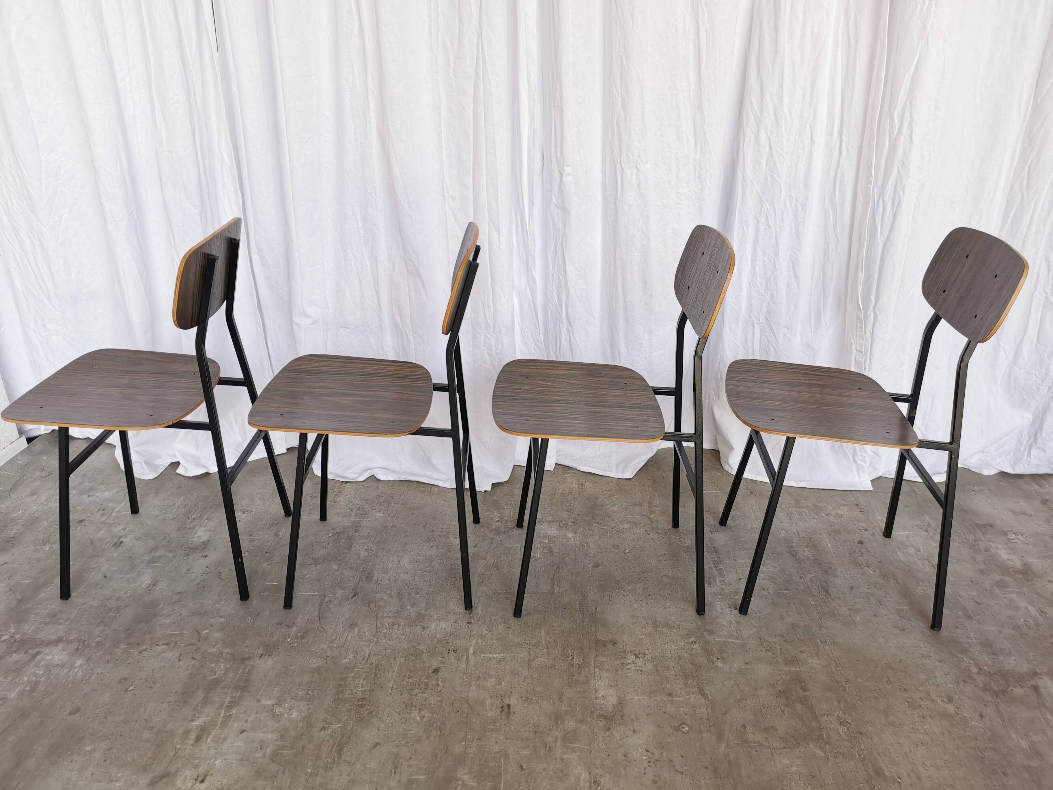 Vintage Industrial School Chairs - STOL Kamnik - 70s Yugoslavia - Set of 4