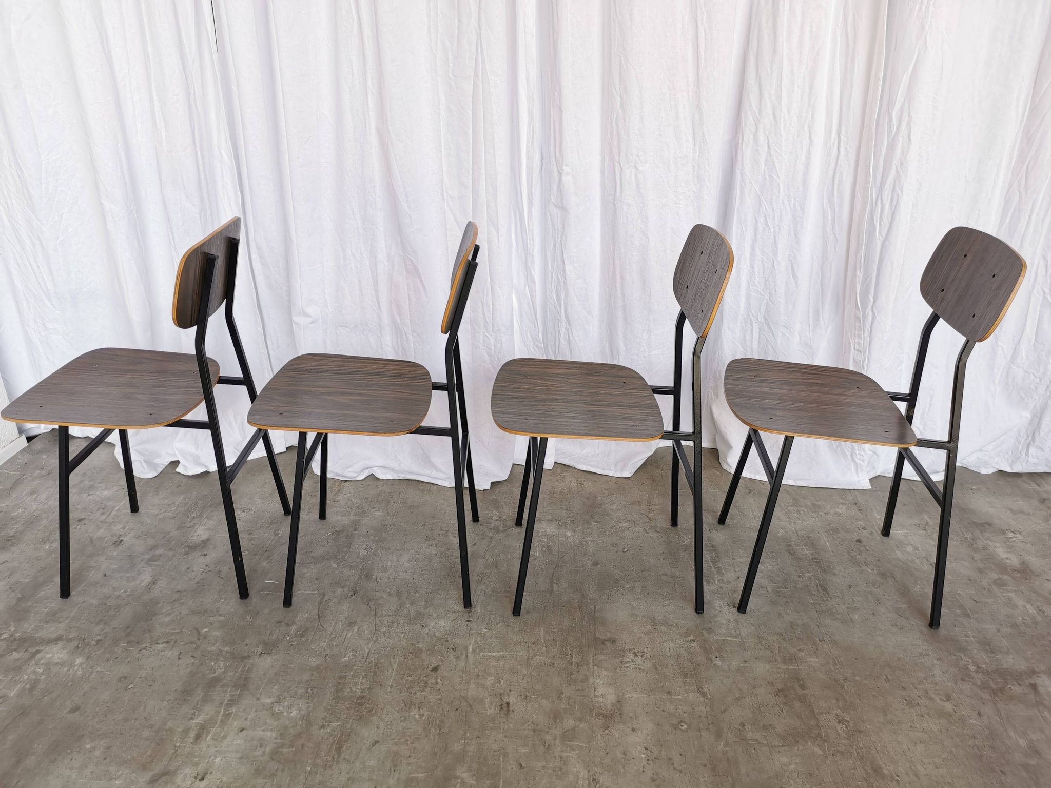 Vintage Industrial School Chairs - STOL Kamnik - 70s Yugoslavia - Set of 4