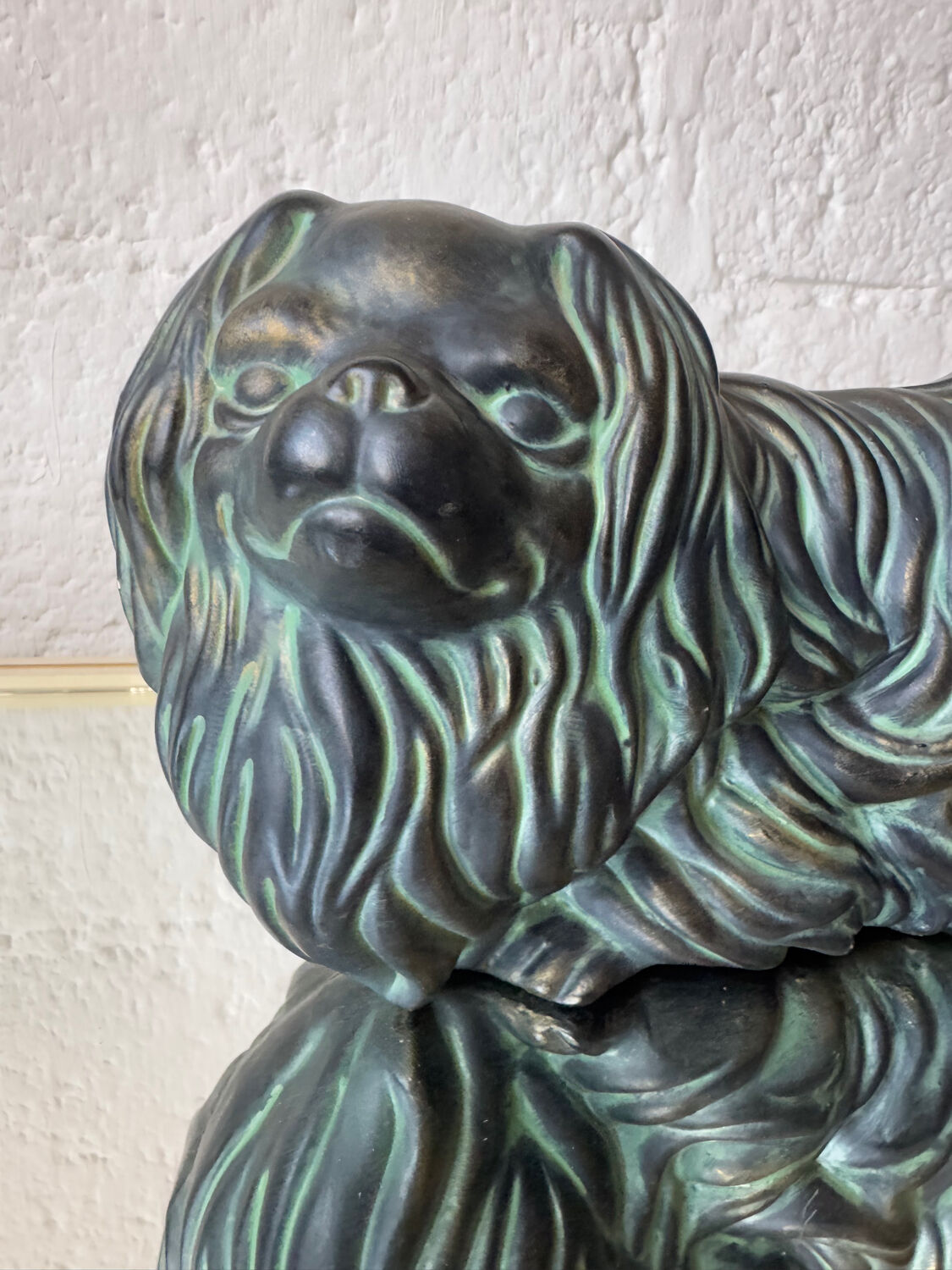 Pekingese dog, ceramic with bronze patina, 1960s