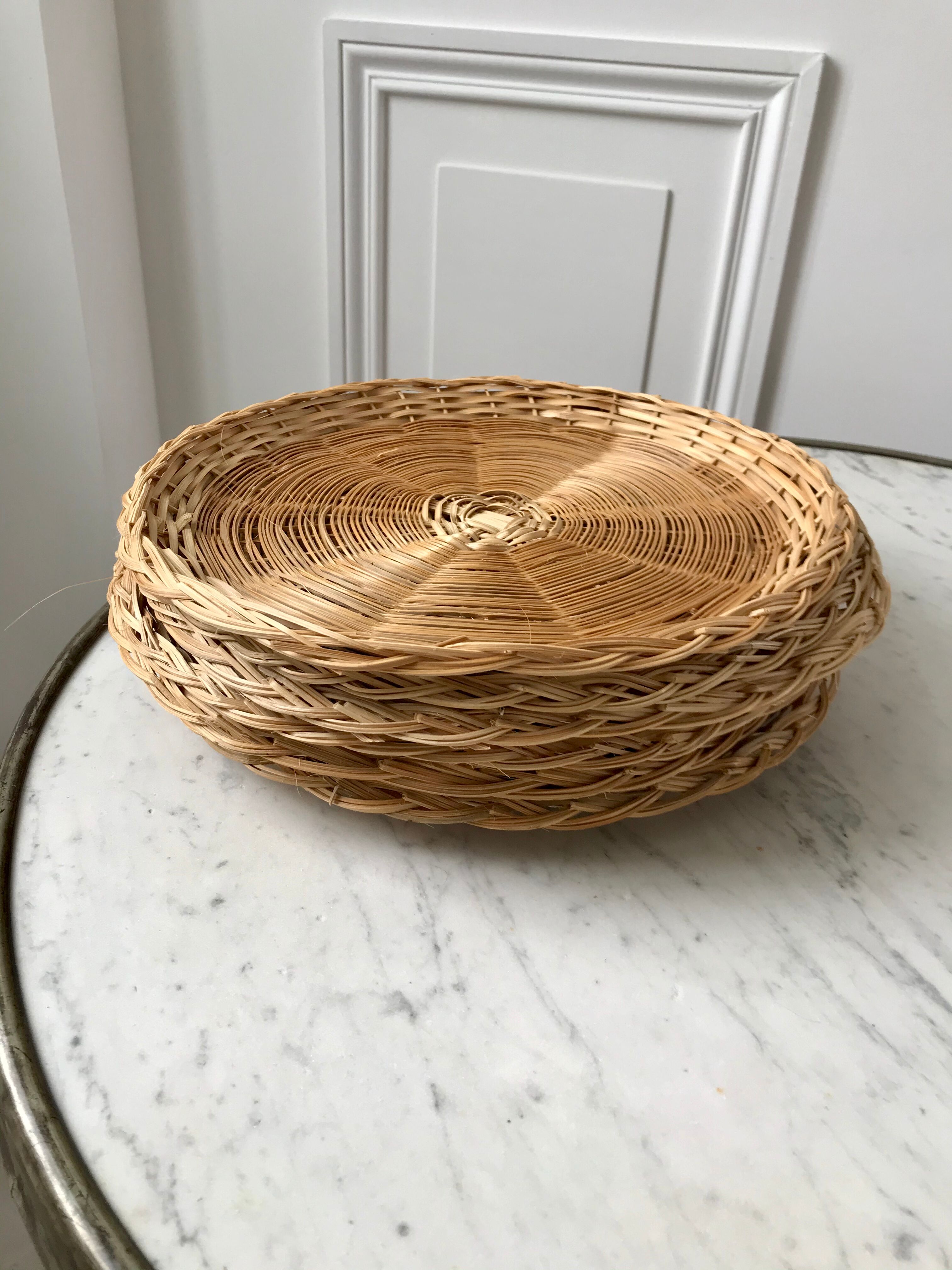 Ensemble de 6 dessous d'assiettes en rotin champêtre