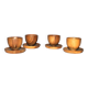 Set of 4 vintage mushroom egg cups in olive wood 4.5cm
