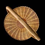 Old large round wicker and bamboo presentation basket - diameter: 59 cm