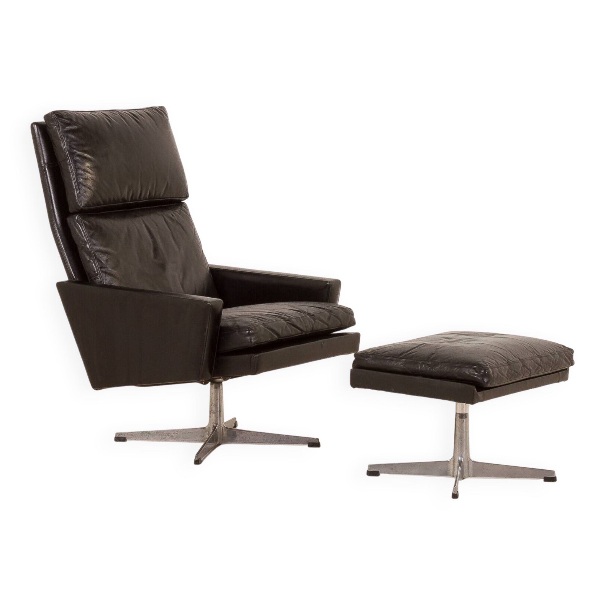 Danish vintage lounge chair with footstool, 1970s