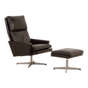 Danish vintage lounge chair with footstool, 1970s