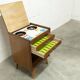 Unique 1960s bedside table with 15 complete games, compass legs, 1960s