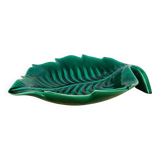 Ceramic cup signed CAB, green leaf, 1950s, slip