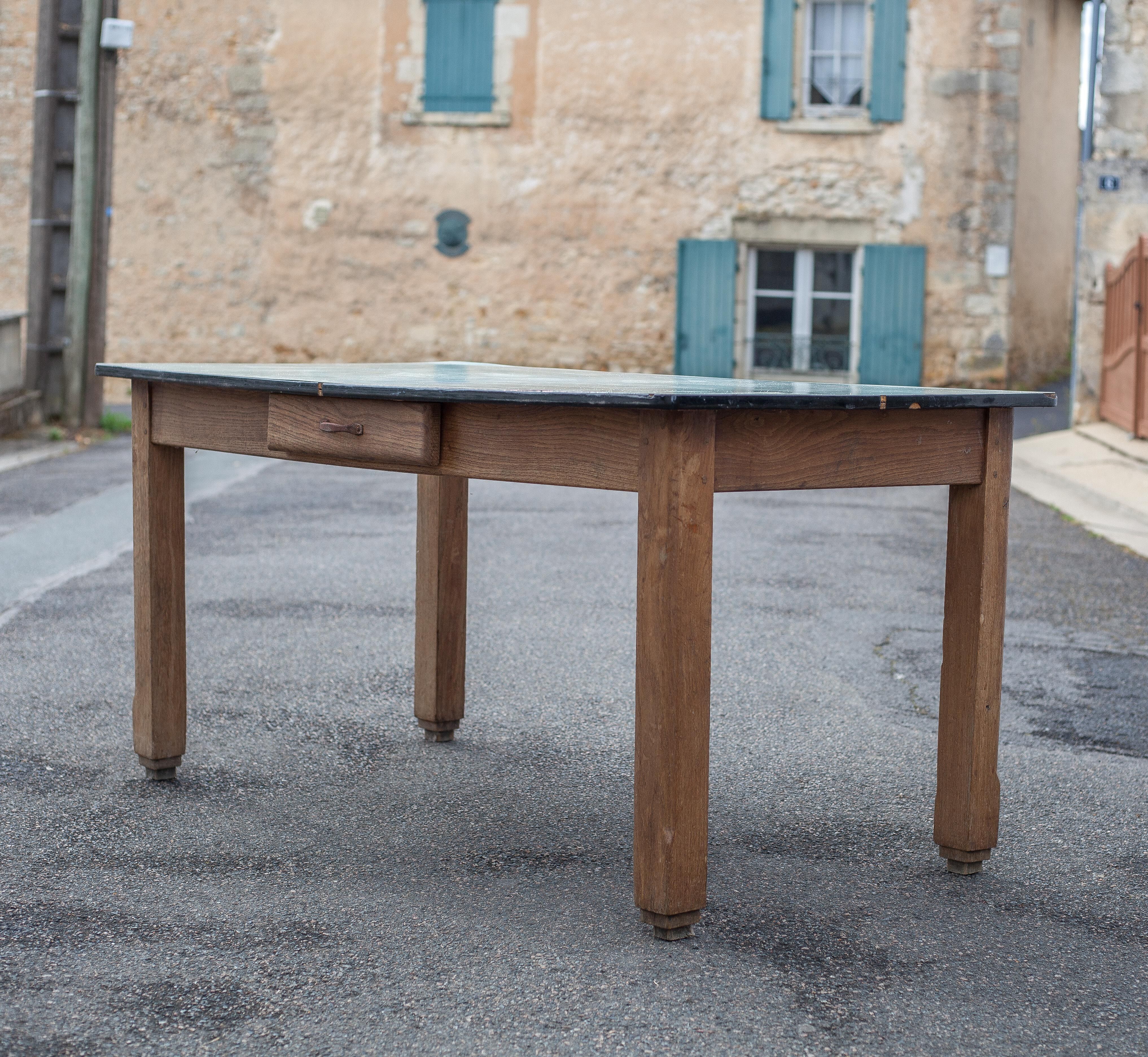 Wooden table formica top green vintage water