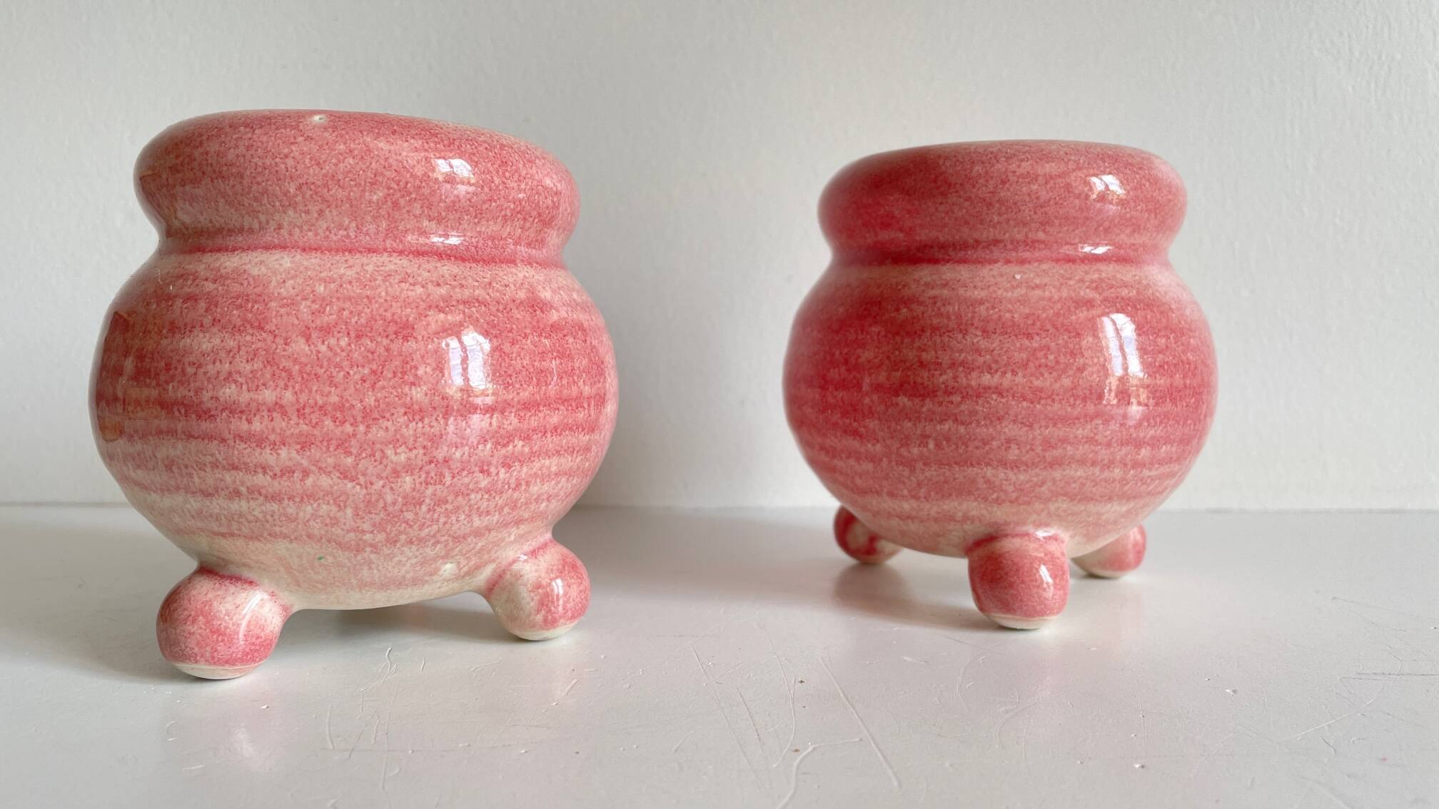 Ceramic candle holders pink 90s