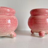 Bougeoirs en ceramique rose années 90