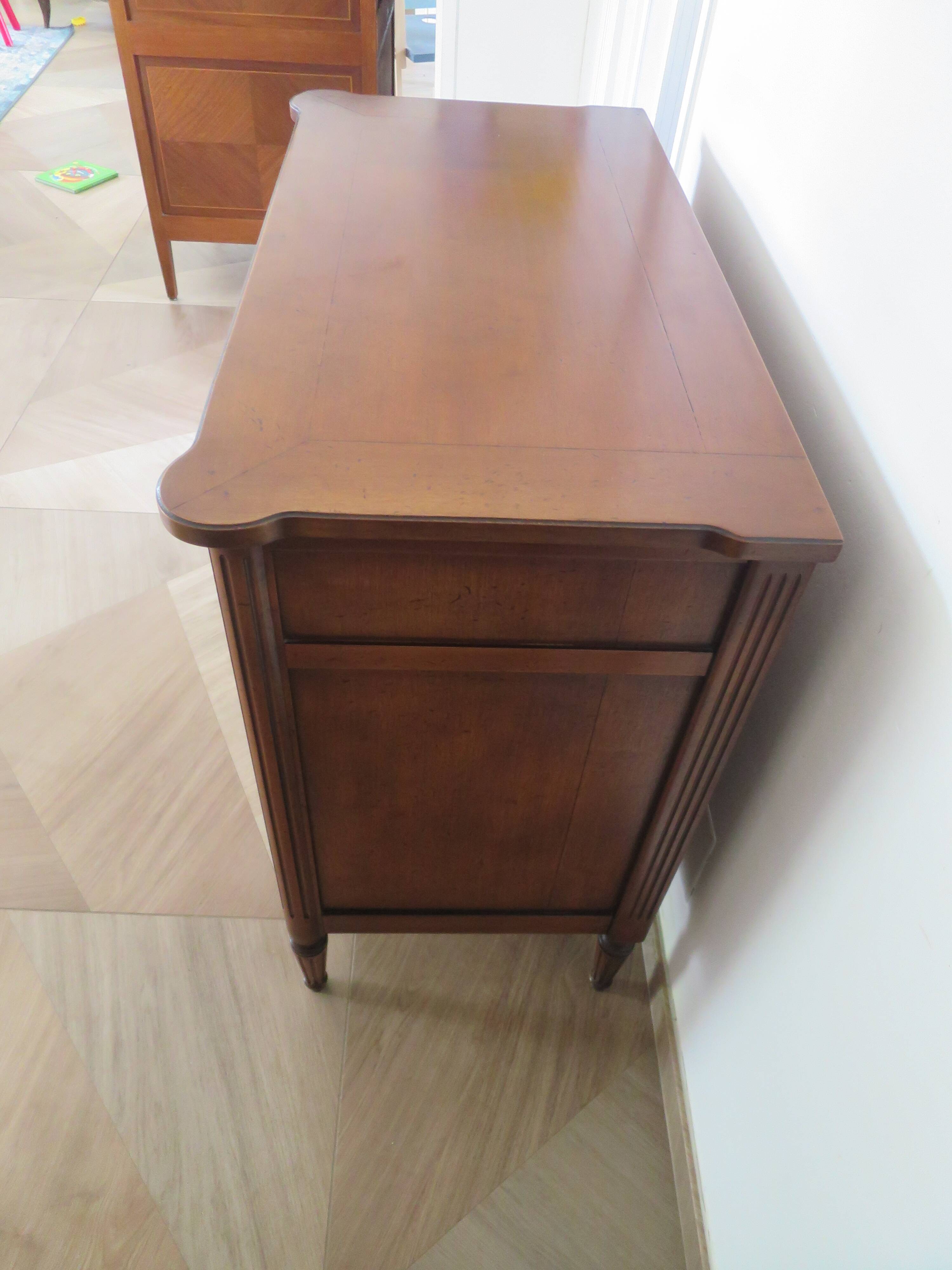 Louis XVI-style sideboard - 1 drawer - fluted legs - mahogany - solid wood