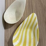 Manufacture de salin 6 yellow oval flat plates with zebra pattern