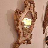 18th century Italian mirror in gilded and painted wood