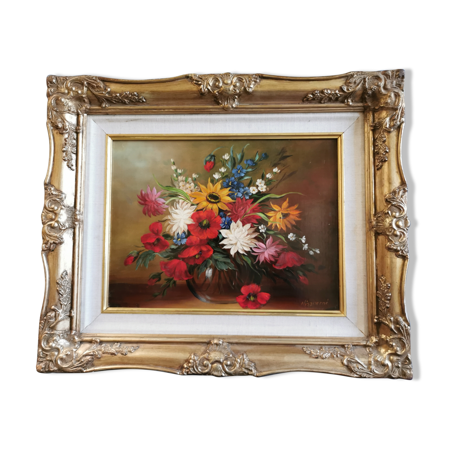 Painting bouquet of flowers in a vase