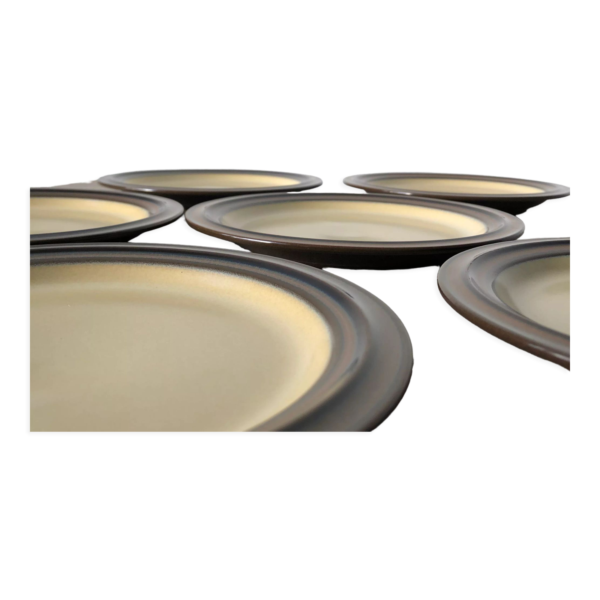 6 Japanese plates in Haniwa Stone glazed stoneware, Arafura model