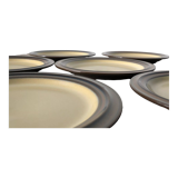 6 Japanese plates in Haniwa Stone glazed stoneware, Arafura model