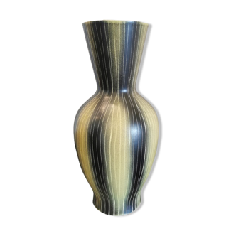 Yellow and black ceramic vase signed Saint Clément, 50s