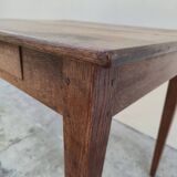 Antique rustic farmhouse table in solid oak, circa 1900s - 84cm