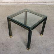 Steel and Brass Square Coffee Table, Belgium, 1980s