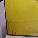 Abstract painting " Abstraction Jaune " by Serge Detriaux, Oil on Panel, 1982