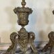 Pair of Louis XIV style andirons in bronze after a design by André-Charles Boulle.