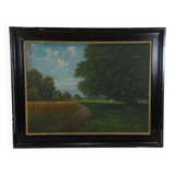 Tableau peinture du XIXe "paysage d'été"