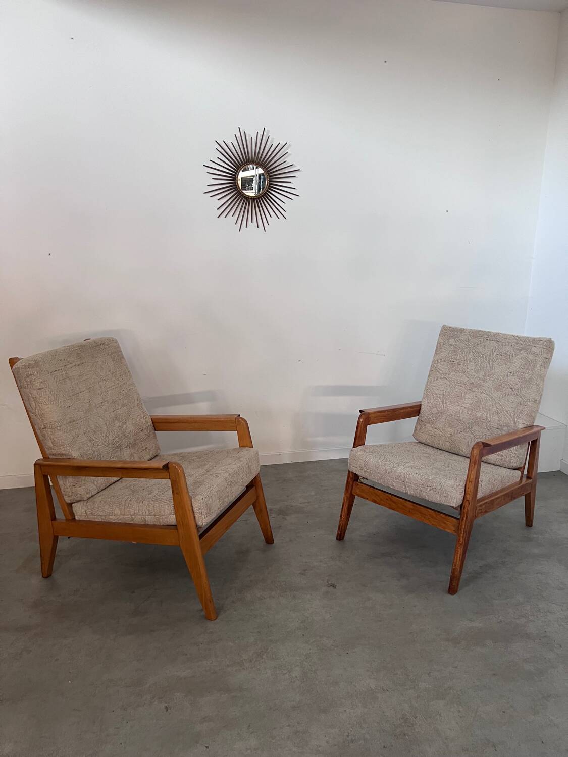 Lot 2 designer reconstruction rest armchairs from the 50s Free-Span / Guariche vintage