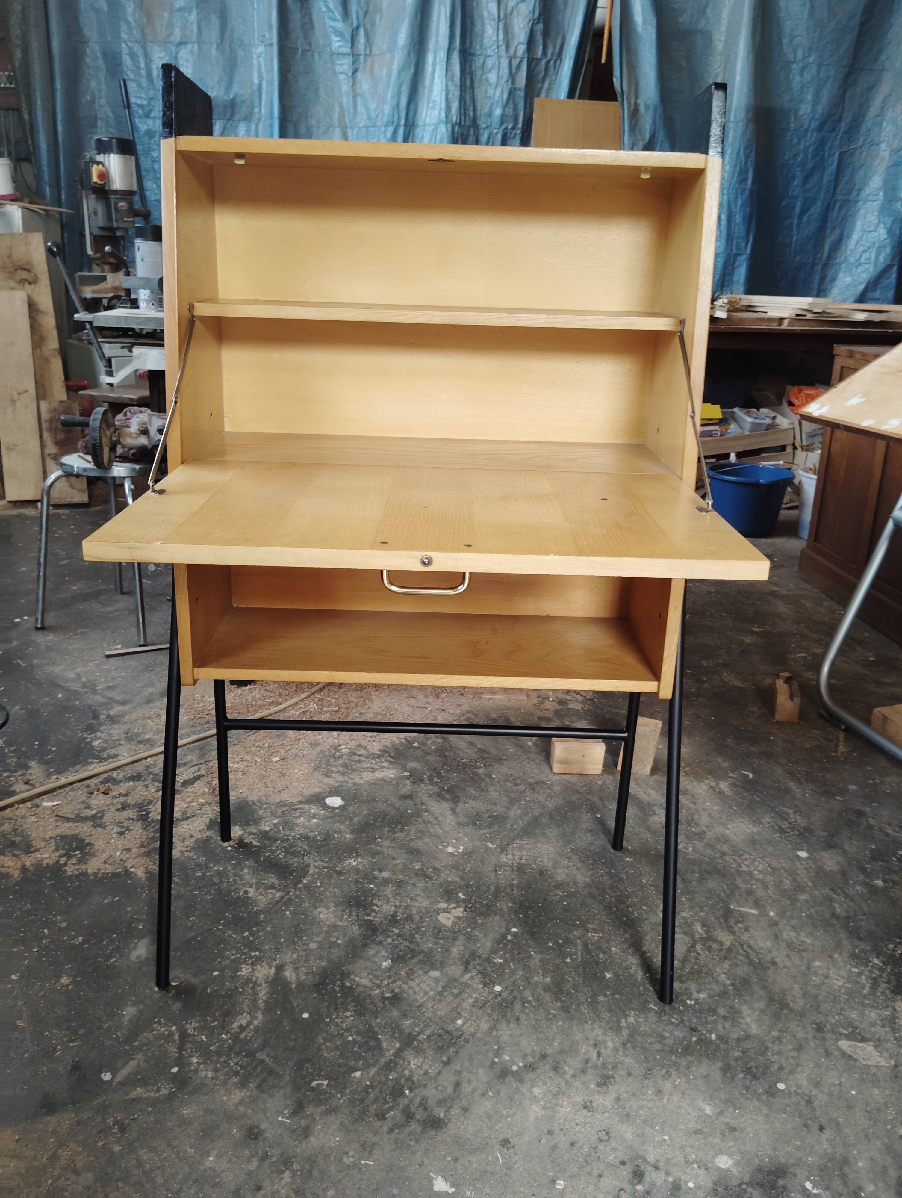 Guariche-style metal and wood secretary
