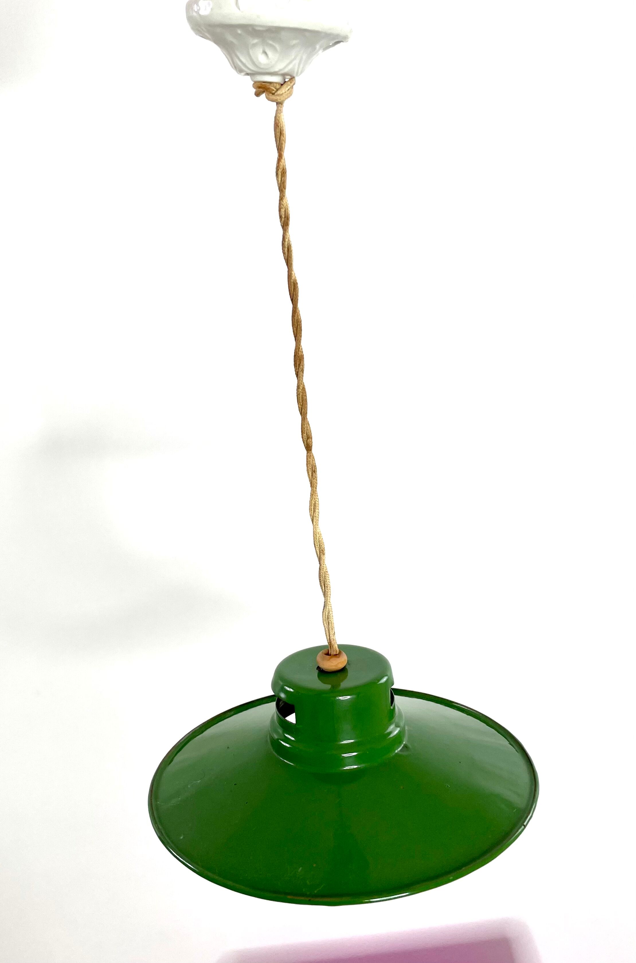 Suspension émaillée Lumière Pintsch