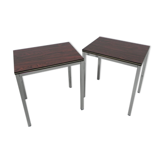 Set of 2 coffee tables with wood print