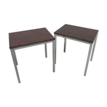 Ensemble de 2 tables basses avec impression sur bois