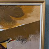 Mid-Century Modern Swedish "Autumn Rhapsody" Vintage Abstract Oil Painting, Hans Osswald