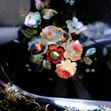 Old Napoleon III pink and mother-of-pearl inlaid tray