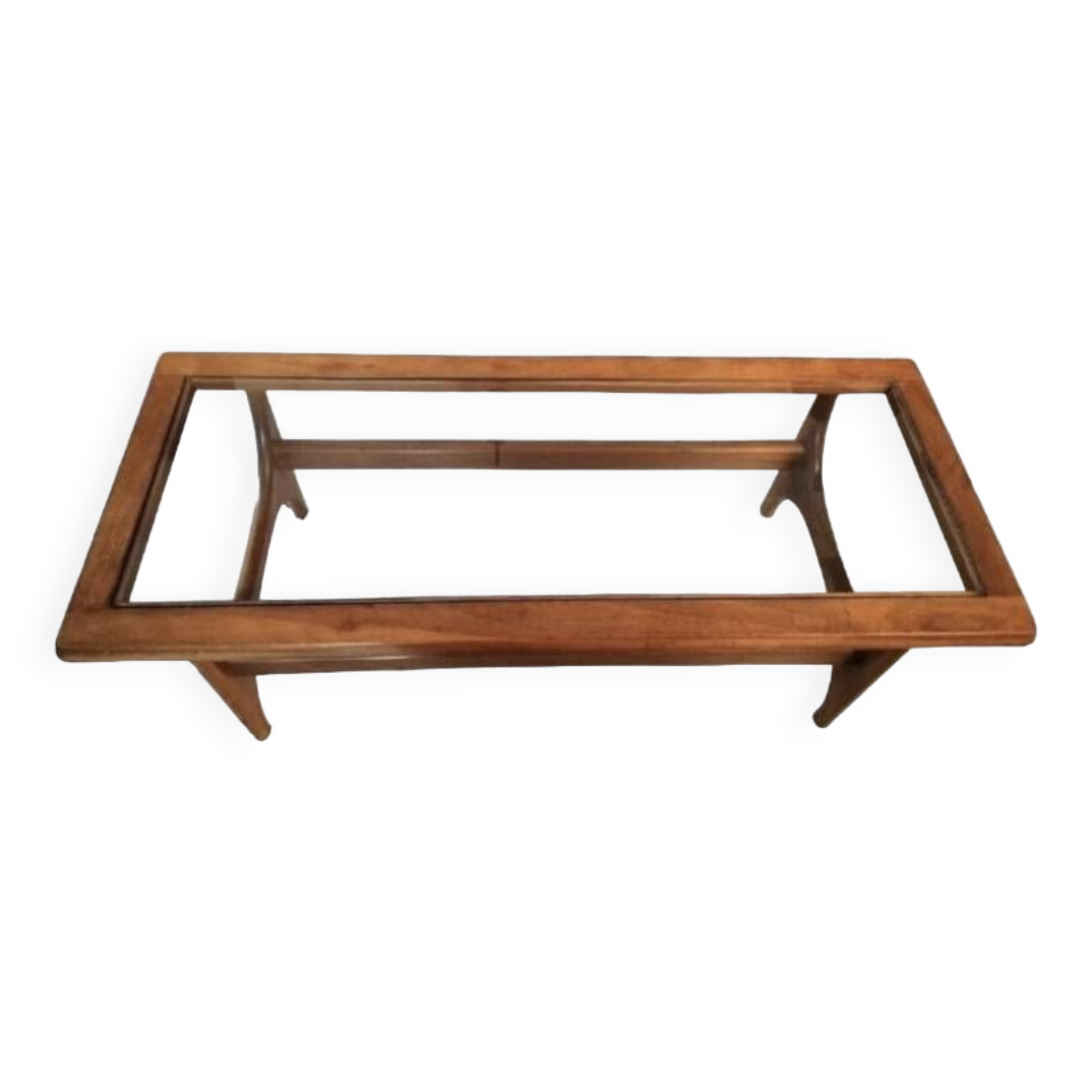 Vintage Scandinavian dining table in wood and glass