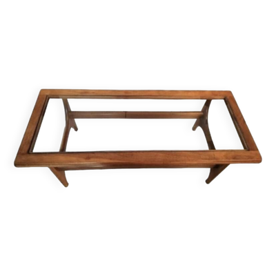Table à manger scandinave vintage en bois et verre