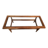 Vintage Scandinavian dining table in wood and glass