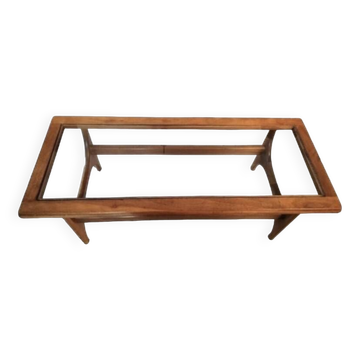 Table à manger scandinave vintage en bois et verre