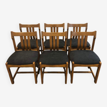 Set of 6 elm chairs, 1970s