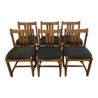 Set of 6 elm chairs, 1970s