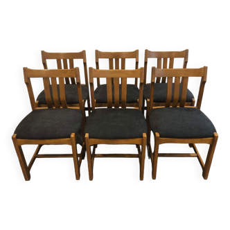 Suite de 6 chaises en orme, années 1970