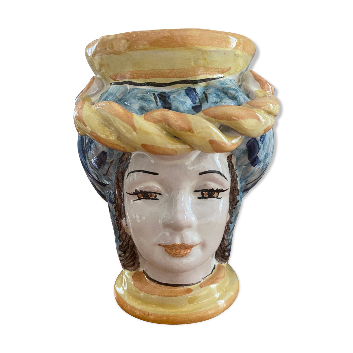 Ceramic Moorish head vase Caltagirone Sicily
