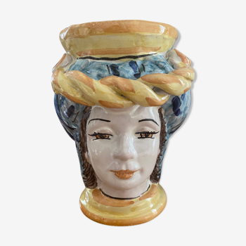 Ceramic Moorish head vase Caltagirone Sicily