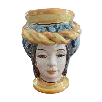 Ceramic Moorish head vase Caltagirone Sicily