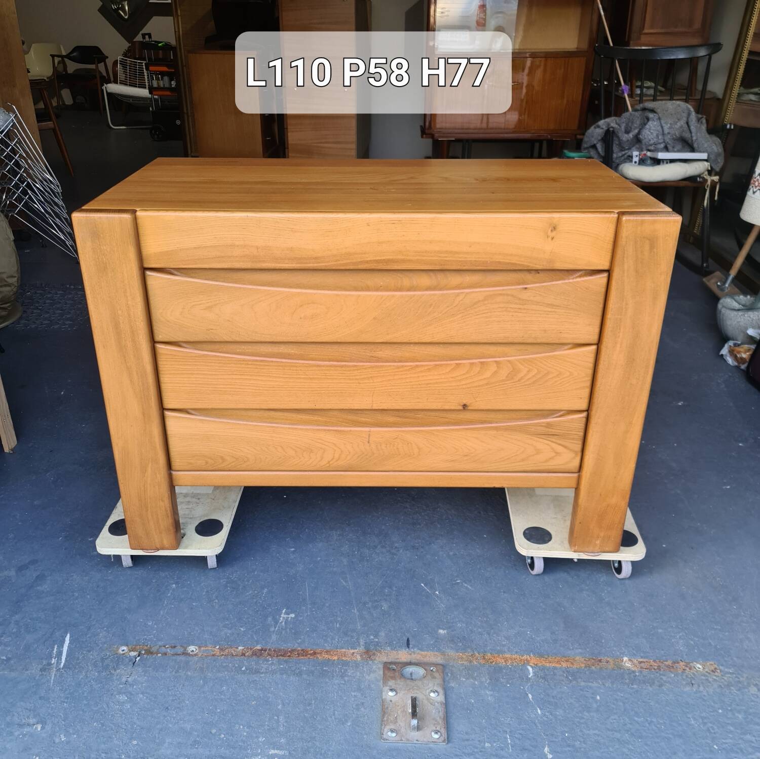 Vintage regain solid elm chest of drawers