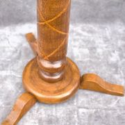 Antique Solid Wood Bonsai Pedestal Table, Ornate Carved Column, Elegant Home Decoration