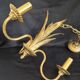 Hollywood Regency vintage gold palm chandelier 3 lights Hans Kögl style A666
