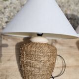 Pair of vintage braided rope bedside lamps