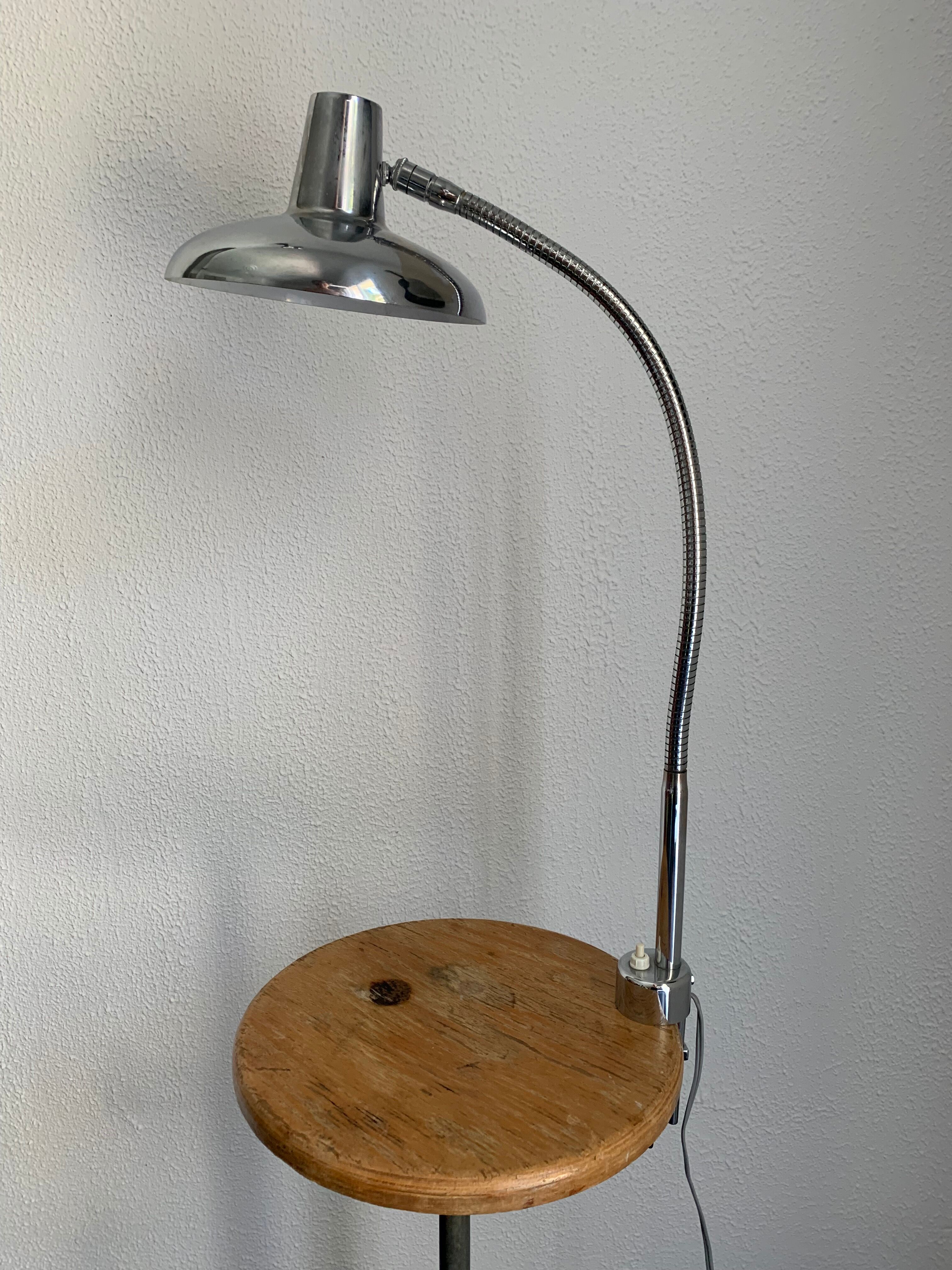 Vintage lamp 1960 industrial desk chrome vice - 60 cm